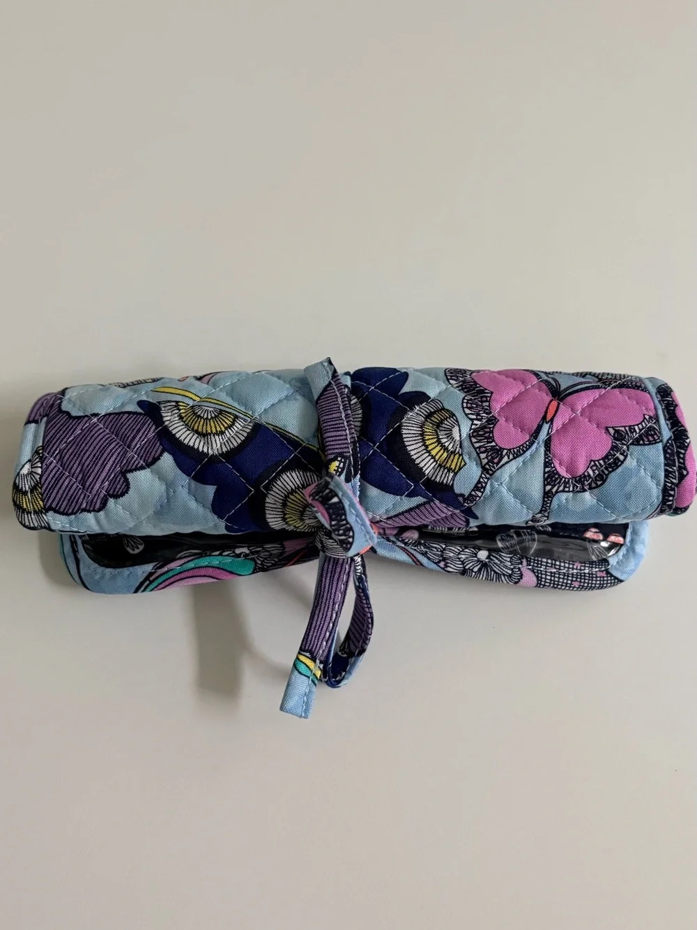 Vera Bradley Navy Multicolor Butterfly Roll-Up Cosmetic Organizer